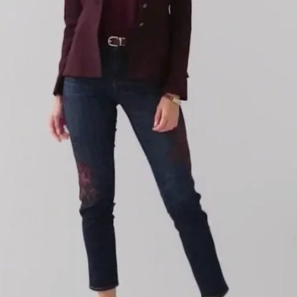 High Rise Everyday Soft Denim Embroidered Jeans